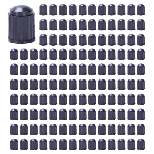 Set med 100 - Svarta ventilhattar i plast