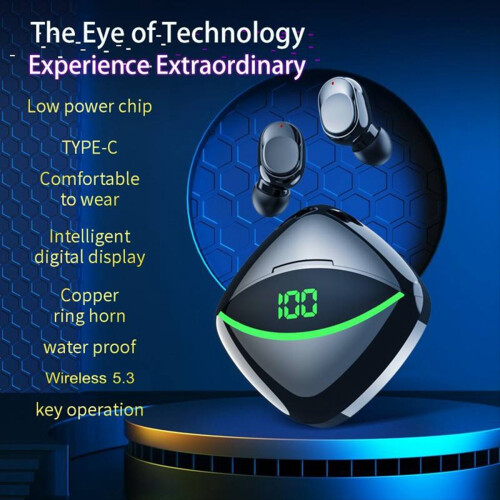 Trådlöst Bluetooth-headset Semi-in-Ear med digital display, vit 2
