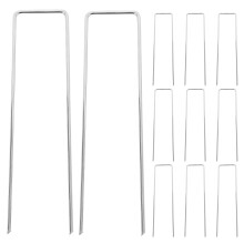 100Pcs Heavy Duty Silver Garden Pegs Metal Sod Stakes for Outdoor Use