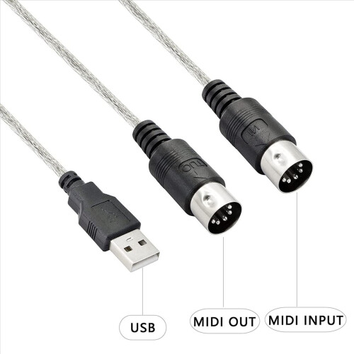 Προσαρμογέας καλωδίου USB MIDI, αρσενικό σε MIDI Din με LED για πληκτρολόγιο 1