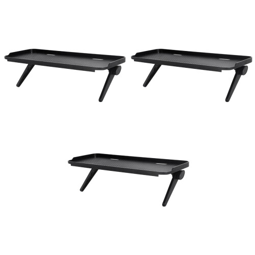 3Pcs Office Storage Shelf Black Non-Slip Screen Top Riser 2