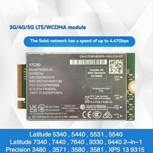 FM350- DW5931e 5G M.2-modul til 7440 5531 9330 1