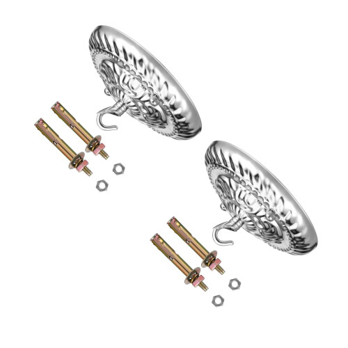 2 Pack Ceiling Rose Hook Plate Canopy For Light Chandelier Silver 1