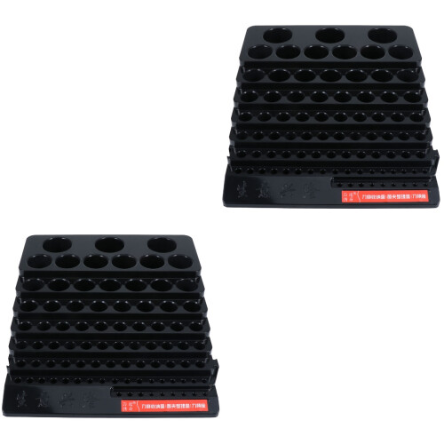 2 Pcs Multifunctional Space Saving Drill Milling Cutter Storage Box Black 2