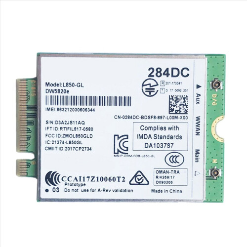 DW5820E L850- LTE 4G-kortmodul 0284DC 284DC til bærbar computer 3500 2