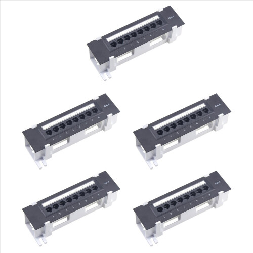 8-ports patchpanel til Cat. 6 alsidig datacenter vægmontering i plastik