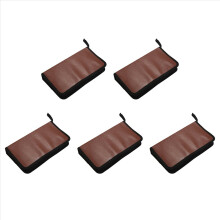 80-Disques Sac de Cuir Stockage Zippe pour CD DVD Disque Dur - Marron