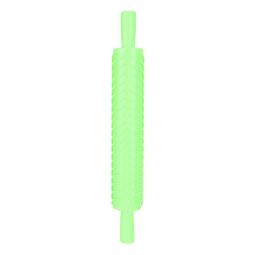 (Purple Short Handle) Plastic Embossing Rolling Pin Fondant Leaves Pattern