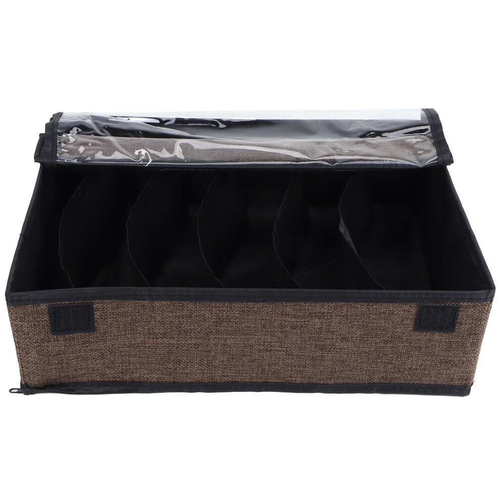 Imitation Linen Foldable Underwear Organizer Divided Desktop Box-image-OPC-PKY9KN8-NEW