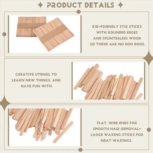 100 Count 3,6 ιντσών Ξύλινα ραβδιά Popsicle πολλαπλών χρήσεων, παγωτό 1