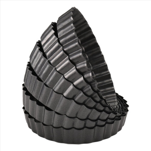 Pacote com 6 mini formas para tortas de 5 polegadas com fundo remov?vel para quiche 2