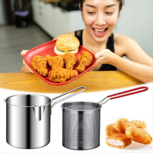 Frittiertopf Fritteuse Topf mit Korb Edelstahl Fritteuse 2