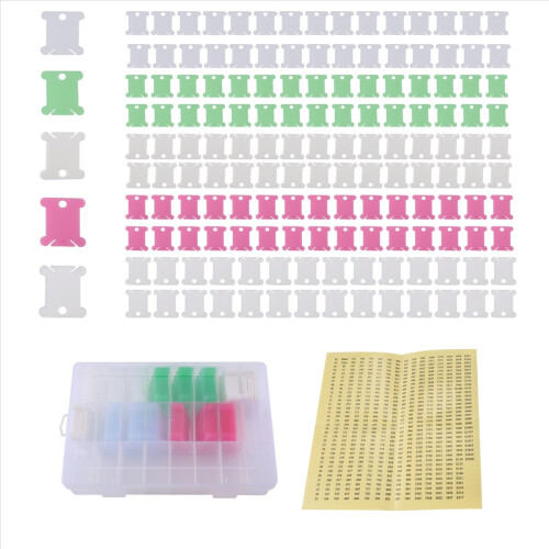 152Pcs Accessories Including Thread Bobbins Organizer Box and Sticker 2