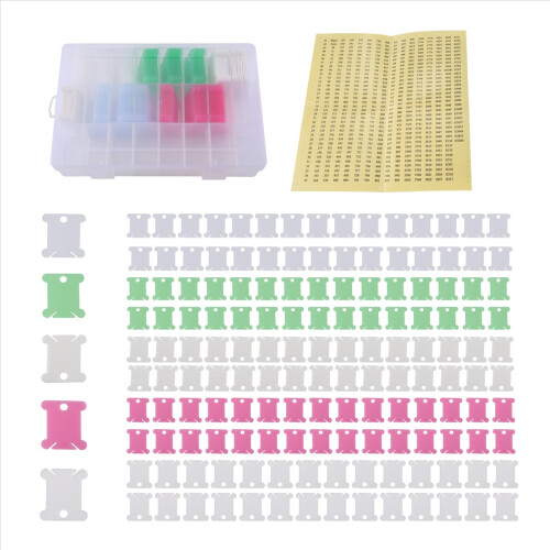 152Pcs Accessories Including Thread Bobbins Organizer Box and Sticker 1