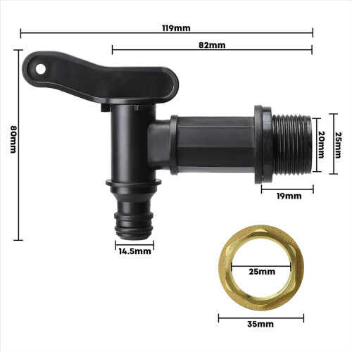 3/4" vandhane med messingmøtrik 2