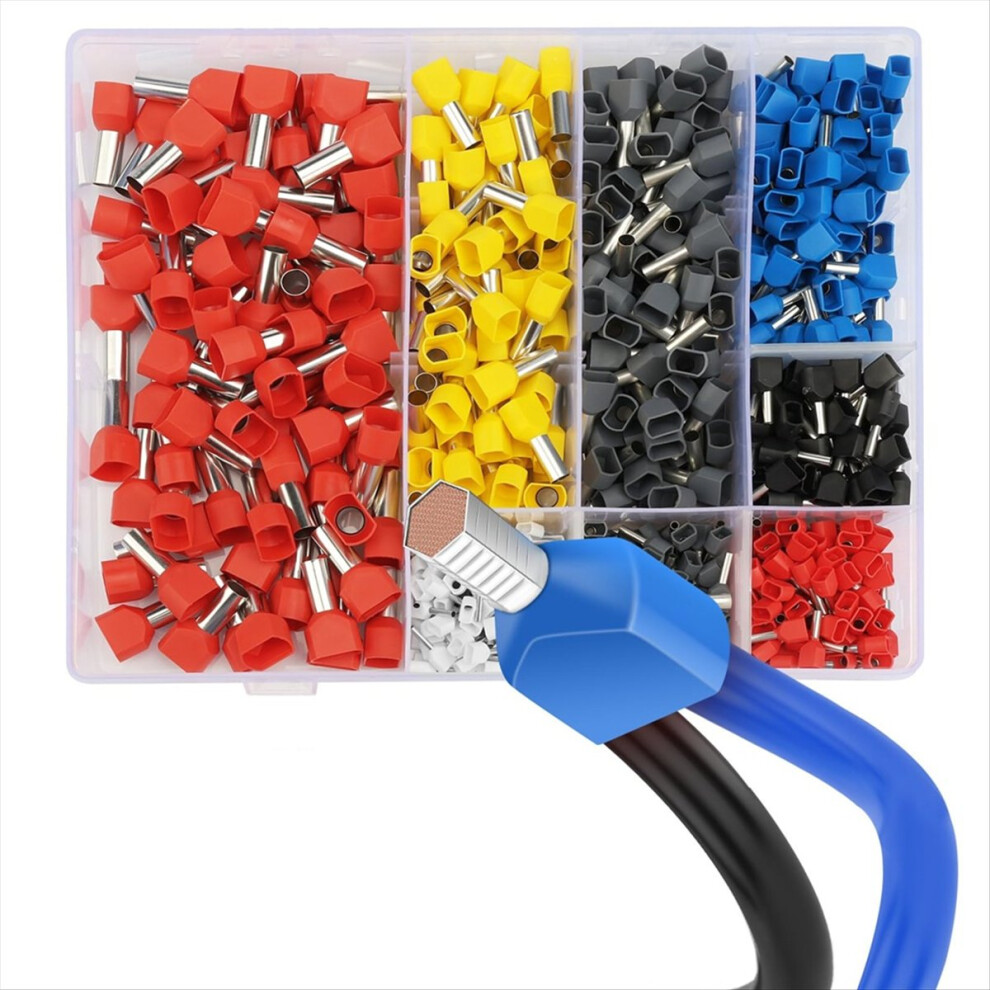 750Pcs Twin Wire Ferrules Kit Wire Terminal Ferrules Crimp Connector 4853290866148