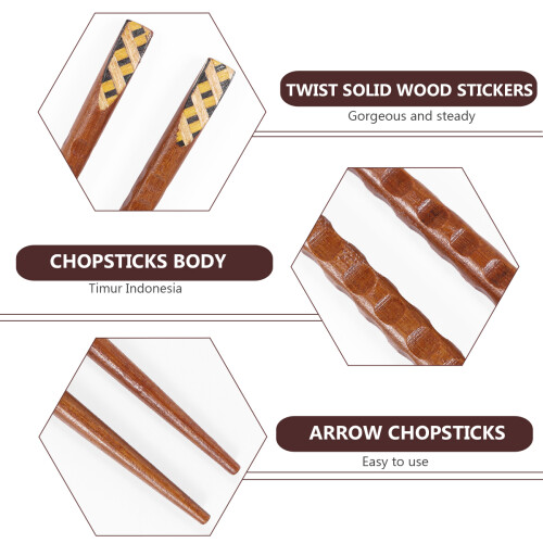 1 Set 5 Pairs Pointed Chopsticks Tableware 1