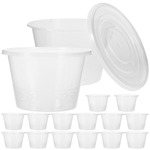 50Pcs Plastic Takeaway Bowls With Lids For Desserts