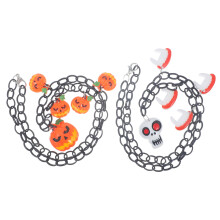 10Pcs Iron Chain Halloween Necklaces with Unique Skull Pumpkin Charms