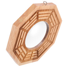 4Pcs Chinese Bagua Convex Mirror Feng Shui Wall Hanging Wooden Decor
