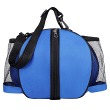Basketball Bag Soccer Ball Shoulder Bags With Two Elastic Side Pockets And Two-Way Open Ball Bag Blue