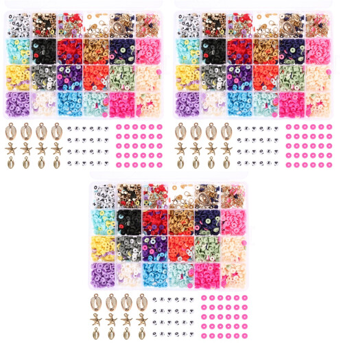 3 Boxes Decorative Bracelet Kit With Delicate Clay Beads For Diy 2