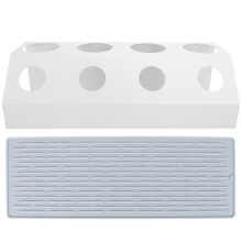 (White) Soda Bottle Drying Rack 4 Holes Drainer with Pad White