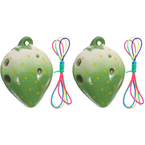 2Pcs Ceramic 6 Hole Ocarina Strawberry Shape Wind Instrument 1