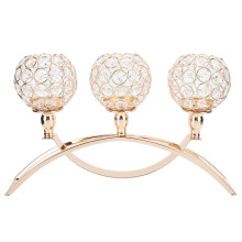 Golden Crystal Candlestick Candle Holder Home Party Table Decoration