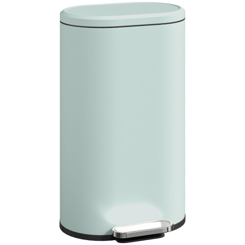Homcom HOMCOM Slim Rectangular Pedal Bin with Soft-Close Lid, 30L Kitchen Bin Green 1