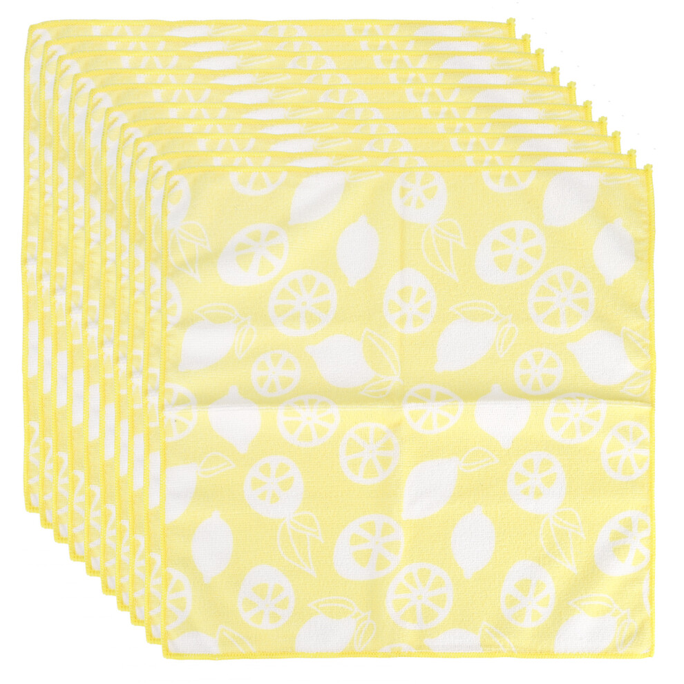 10PCS 40x40cm Fruit Pattern Absorbent Microfiber Towel Kitchen
