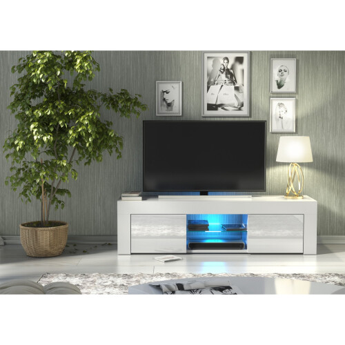 Creative Furniture Loom 130cm TV Unit LED - White Gloss Doors 1
