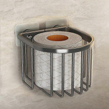 (Style A) Large Toilet Paper Holder Wall-Mounted Roll Paper Tissues Holder Corner Shampoo Organizer Storage Basket Bathroom Accessories