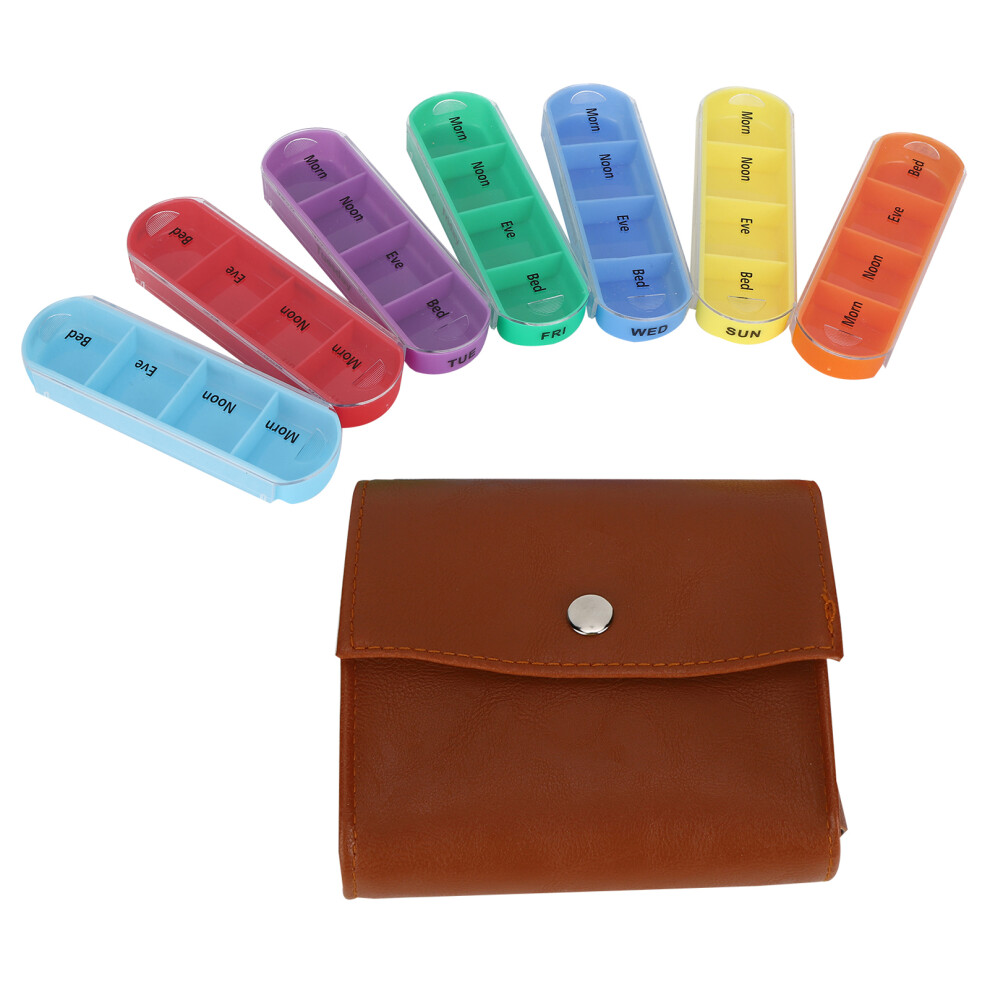 Portable 28-Grid Medicine Box Weekly Tablet Organizer for Home Travel