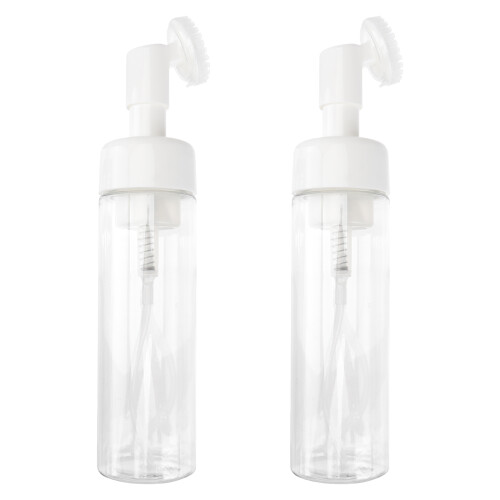 2Pcs Transparent Plastic Foaming Bottles Portable Sub Brush Bottles