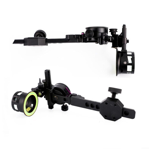 Compound Bow Sight Adjustable Single Pin, Aluminum Alloy, 6-Way Adj. Quick Release Adapter for Hunting Target Practice