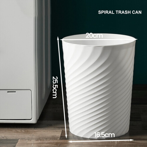Plastic Small Trash Can Wastebasket, Garbage Container Basket(White) 2