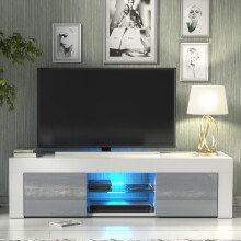 Loom 130cm TV Unit LED - White & Grey Gloss Doors