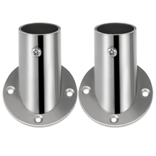 6 Pcs Stainless Steel Closet Rod Flanges With Socket Bracket Support