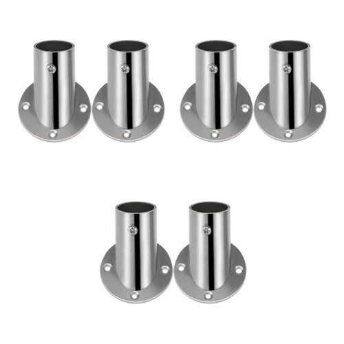 6 Pcs Stainless Steel Closet Rod Flanges With Socket Bracket Support 2
