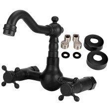(A Type Five‑Way) Copper Wall Mounted Faucet Dual Handles Bathtub Mixer Tap B Type