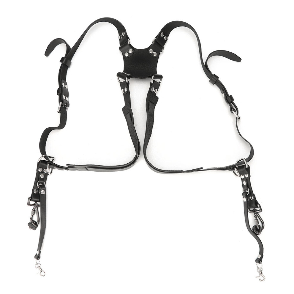 (Black) Leather Camera Strap Double Shoulder Dslr Photography Black 685922964908