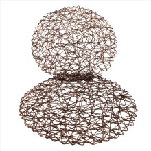 Round Paper Fiber Woven Place Mats Decor 15 inch Set Of 12 (Coffe)