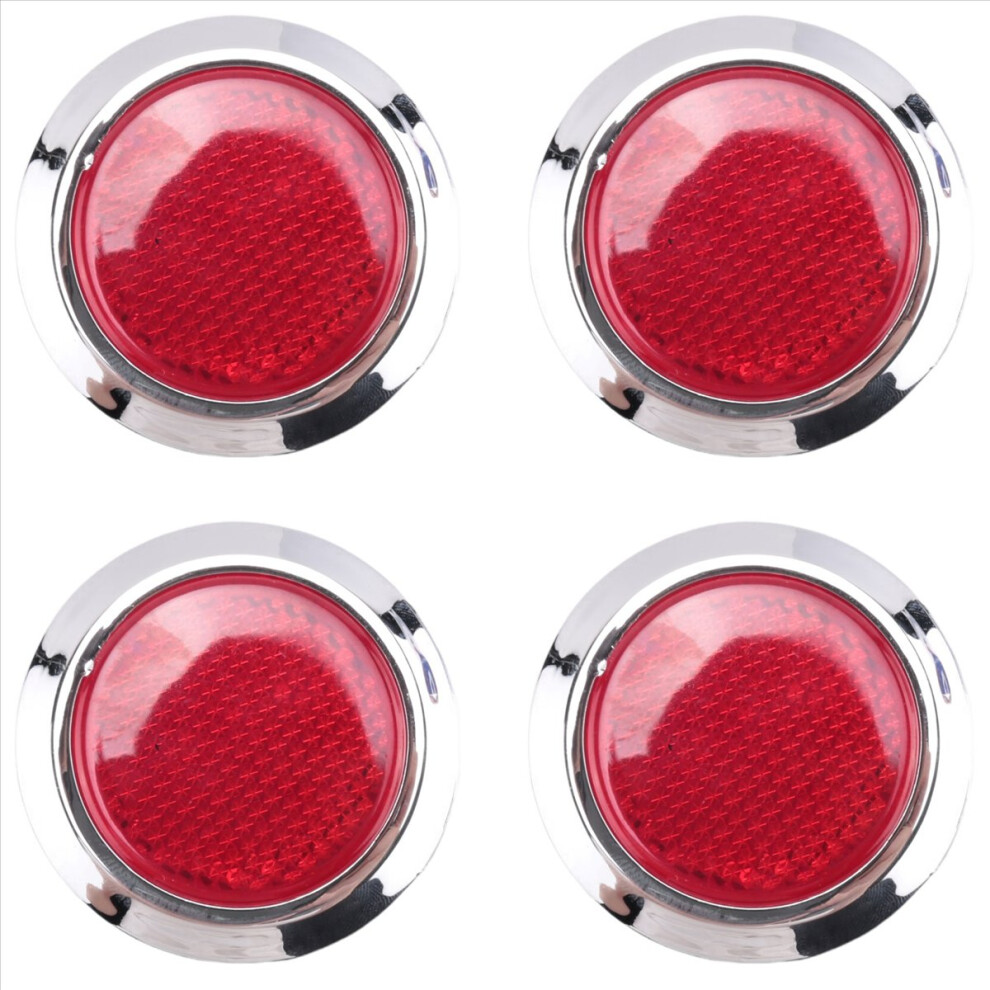 4 Pcs Auto Car Plastic Round Reflective Reflector Sticker Red 4853290869439