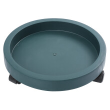 3 Pcs Movable Plastic Plant Pot Tray With Wheels Round Shape