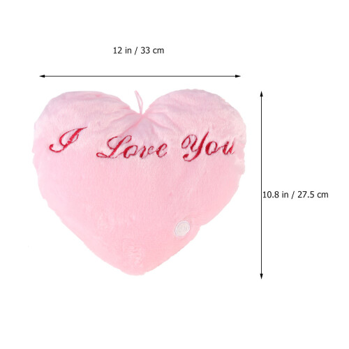 2Pcs Pink Heart Shaped Luminous Throw Pillows For Sofa Car Home 2