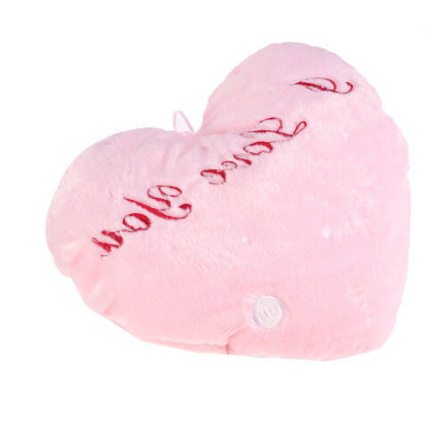 2Pcs Pink Heart Shaped Luminous Throw Pillows For Sofa Car Home 1