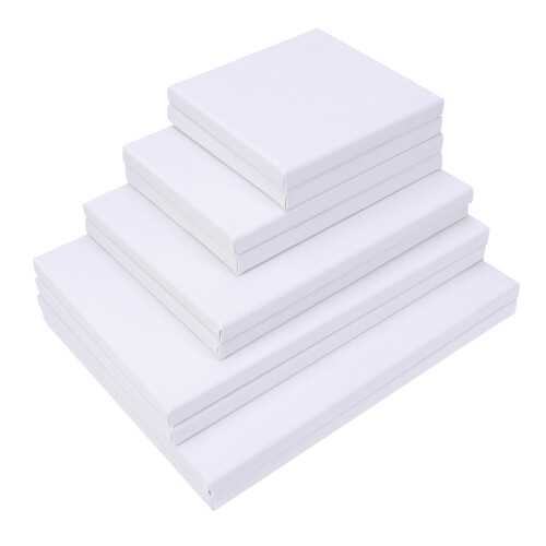 20 Pcs Wood Frame Cotton White Stretched Canvas For Drawing Diy