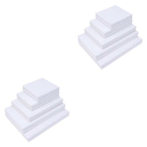20 Pcs Wood Frame Cotton White Stretched Canvas For Drawing Diy 2