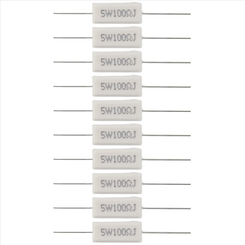 10x Trådviklede keramiske cementmodstande 100 Ohm 5W Watt 5%